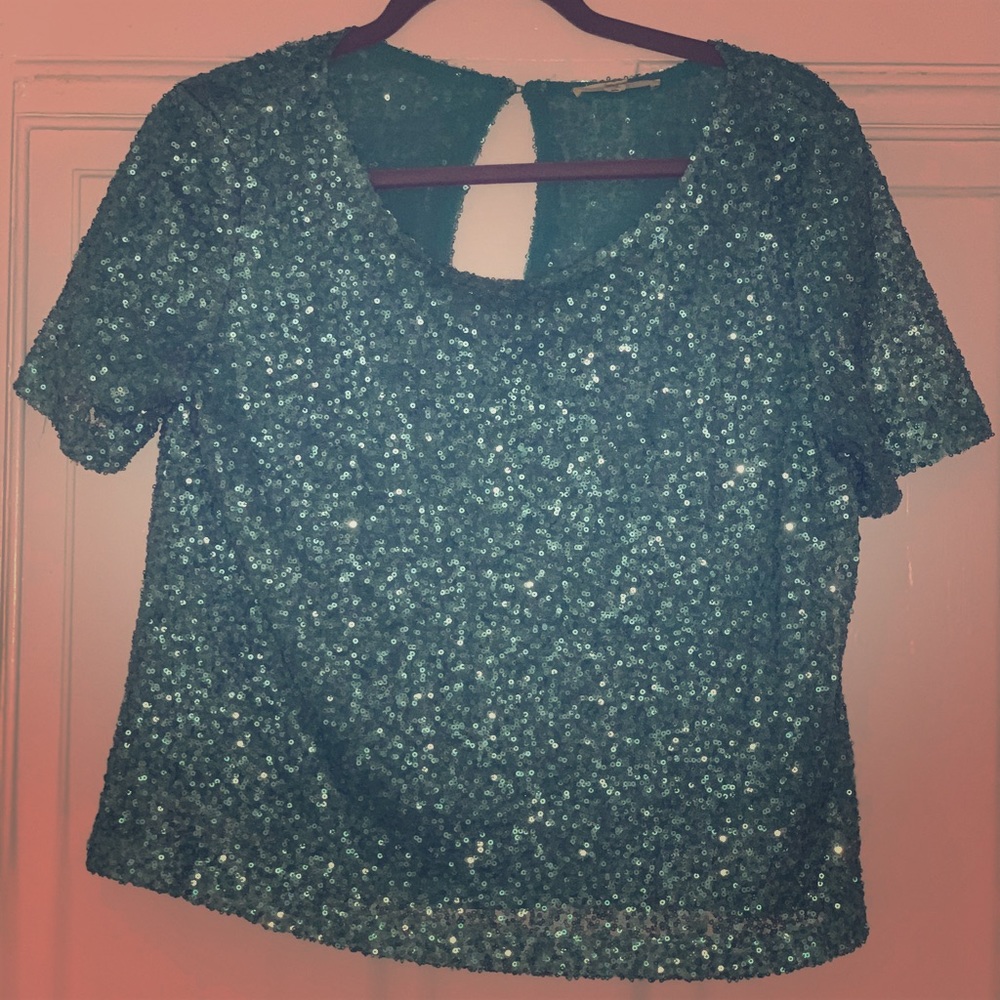 Turquoise sequins shirt